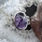 Sterling Silver Southwestern Style Oval Star Amethyst Ring Size 9 For Women