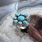 Sterling Silver Southwestern Style Composite Turquoise Cluster Adjustable Ring For Women