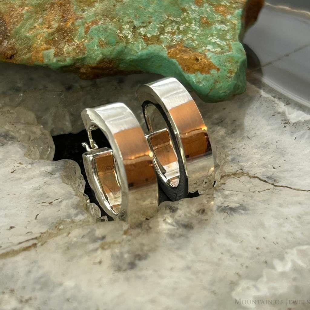 Sterling Silver Classic Wide Huggie Hoop Earrings For Women