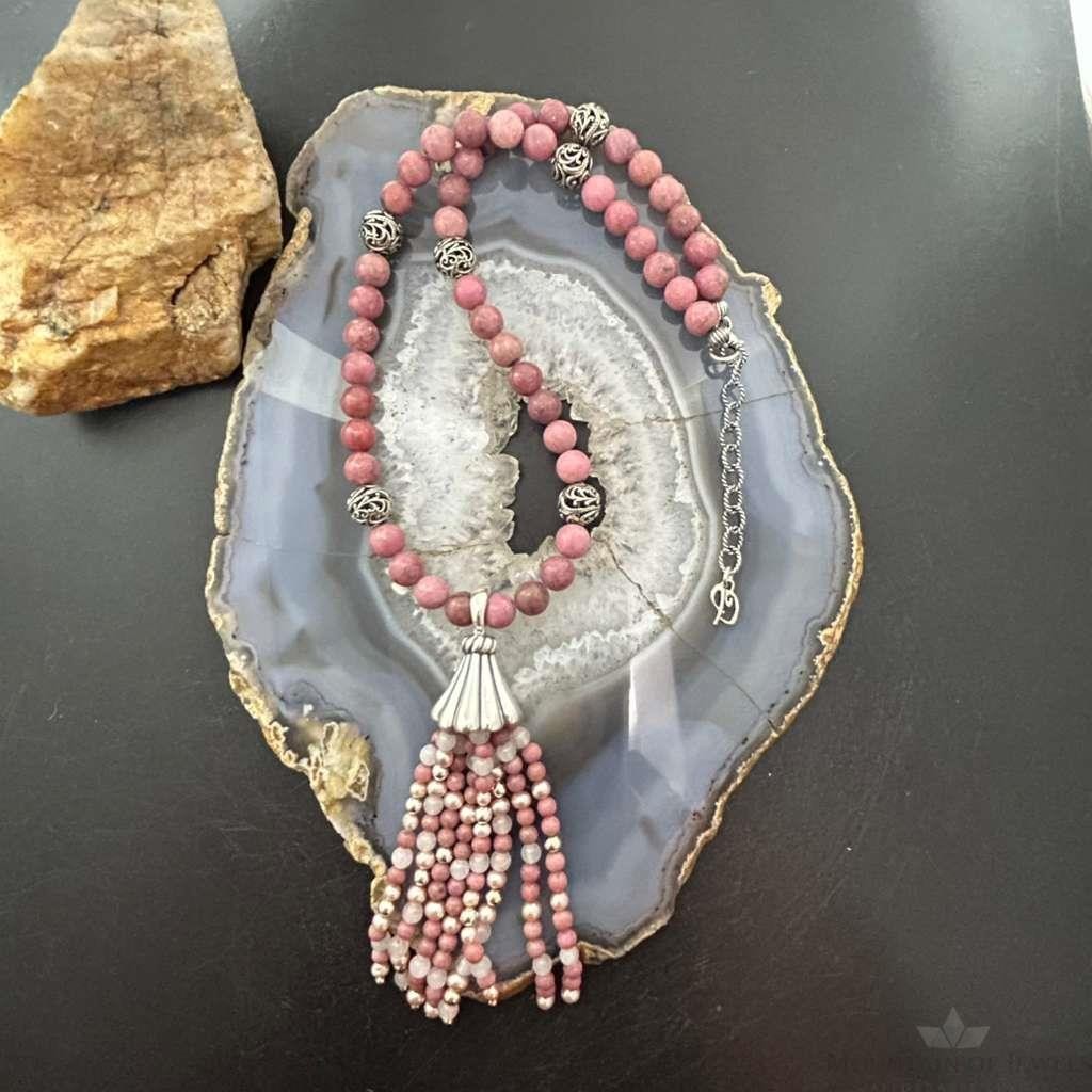 Carolyn Pollack Sterling Silver Rhodochrosite Beads & Swirl Beads w/Enhancer Necklace For Women