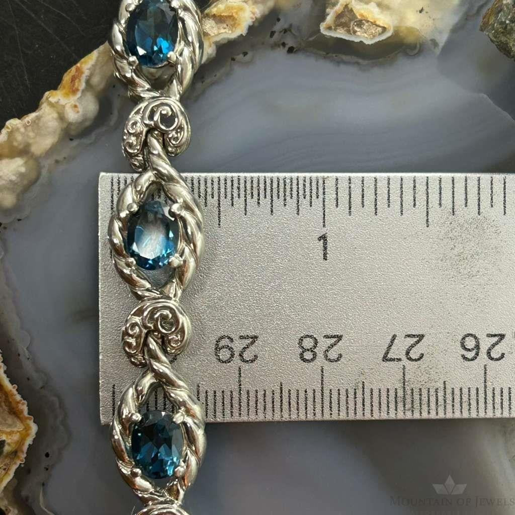 Carolyn Pollack Sterling Silver 6 Faceted Blue Topaz Link Bracelet For Women