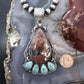 Sterling Silver Southwestern Style Large Red Creek & Mohave Turquoise Pendant For Women