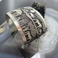 Alex Becenti Native American Sterling Silver Village Life Storyteller Wide Unisex Cuff Bracelet