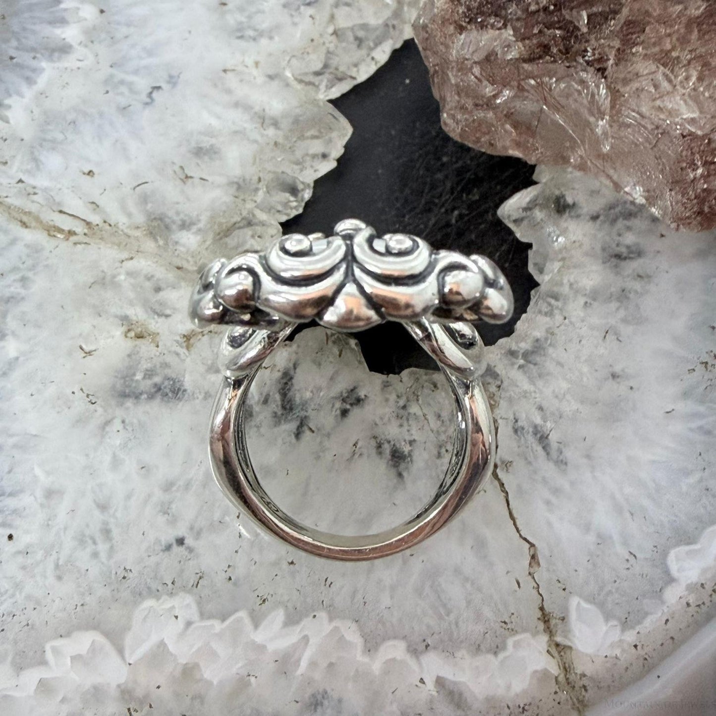 Carolyn Pollack Sterling Silver Mother Of Pearl Rope Swirl Decorated Ring Size 5 For Women