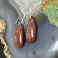 Sterling Silver Teardrop Plum Moss Agate Slab Dangle Earrings For Women #535