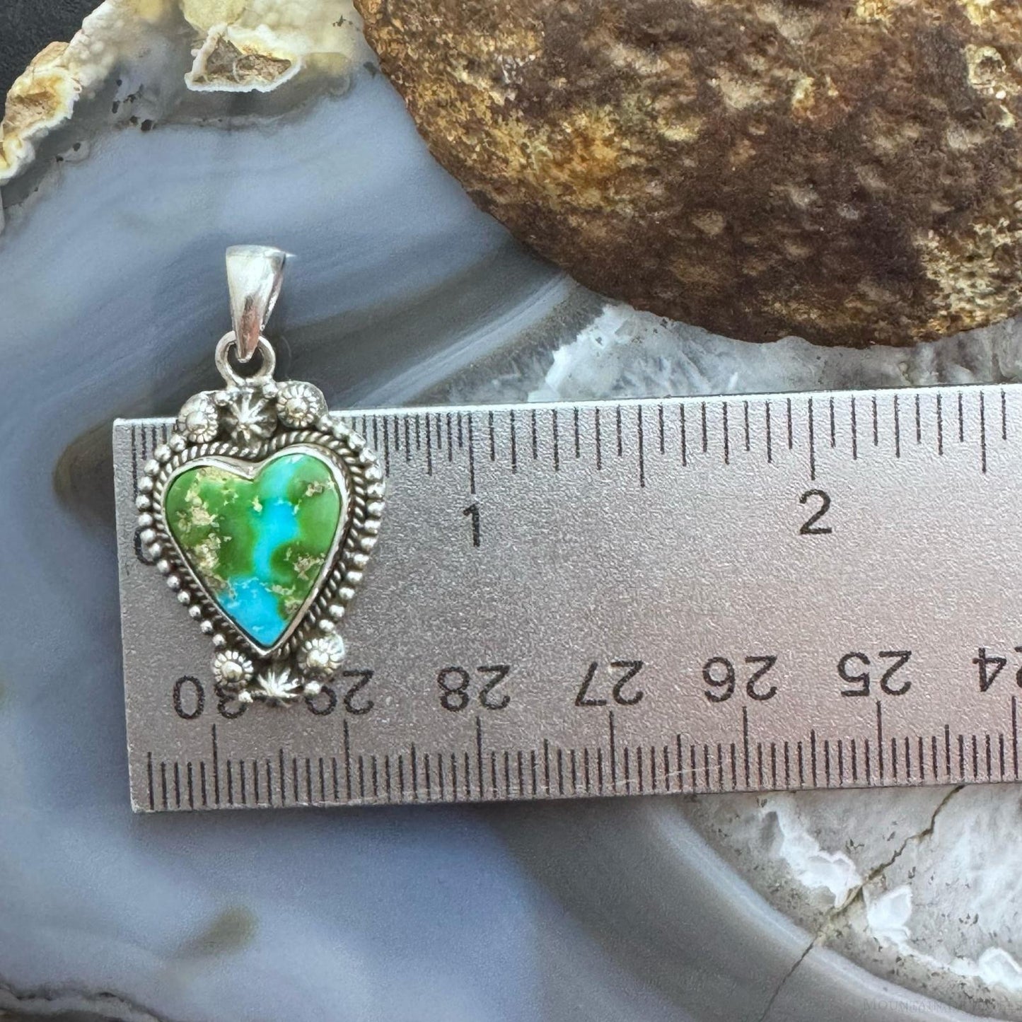 Sterling Silver Southwestern Style Sonora Gold Turquoise Heart Pendant For Women