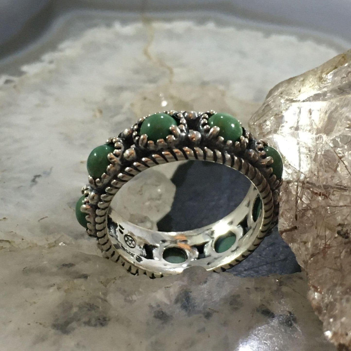 Carolyn Pollack Sterling Silver Green Turquoise Eternity Band Ring With Size Variety