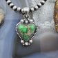 Southwestern Style Sterling Silver Sonora Gold Turquoise Heart Pendant For Women