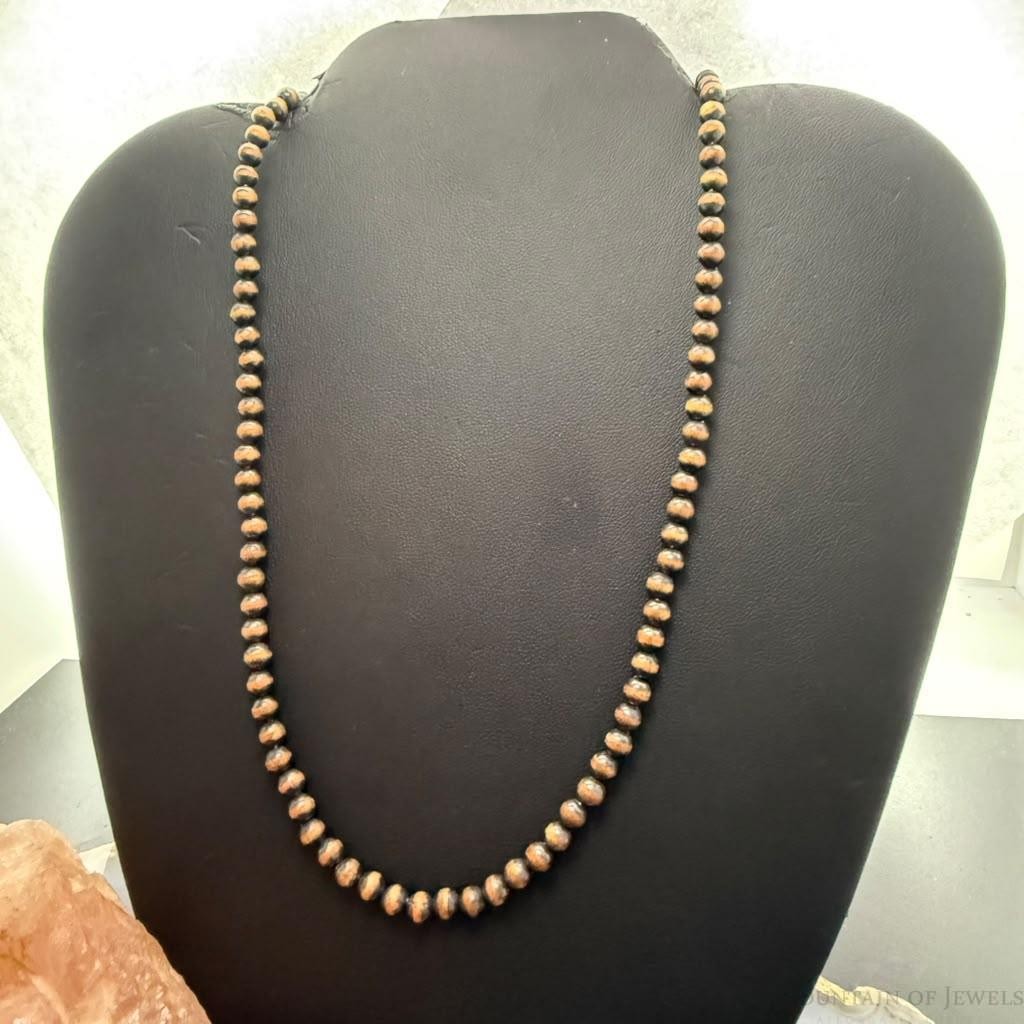 Southwestern Style 5mm Copper Navajo Pearl Round Bead 20"-22" Necklace For Women