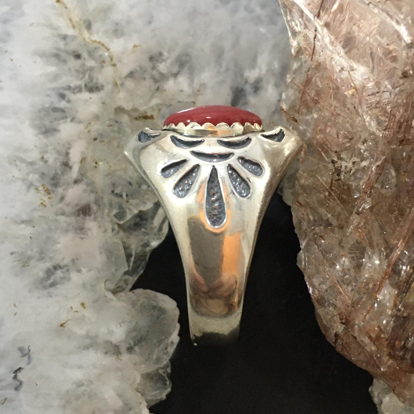 Carolyn Pollack Southwestern Style Sterling Silver Red Jasper Shield Ring For Women