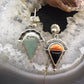 Carolyn Pollack Sterling Silver Orange Spiny Oyster & Onyx Decorated Dangle Earrings