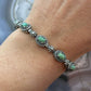 Carolyn Pollack Sterling Green Turquoise Decorated 7" Link Bracelet For Women
