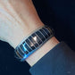 Signed Vintage Native American Sterling Channel Onyx Inlay Bracelet For Women