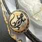 Native American Silver Round Engraved Lizard Decorated Bolo Tie For Men