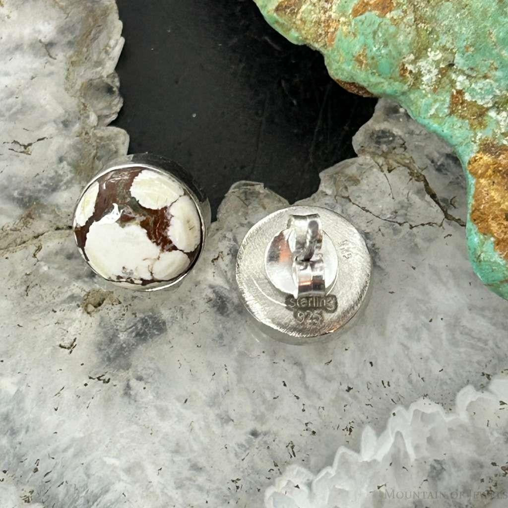 Sterling Silver Southwestern Style Rounded Wild Horse Stud Earrings For Women