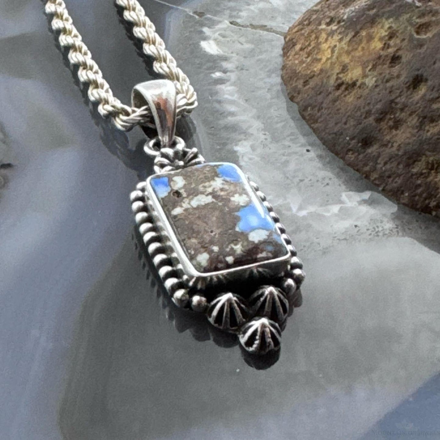 Sterling Silver Southwestern Style Golden Hill Turquoise Decorated Pendant For Women