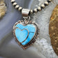 Native American Sterling  Silver Blue Ridge Turquoise Double Heart Pendant For Women