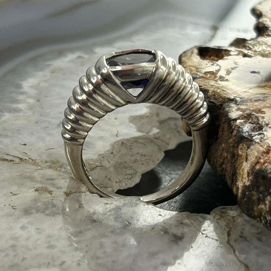 Carolyn Pollack Sterling Silver Faceted Sapphire Decorated Ring For Women