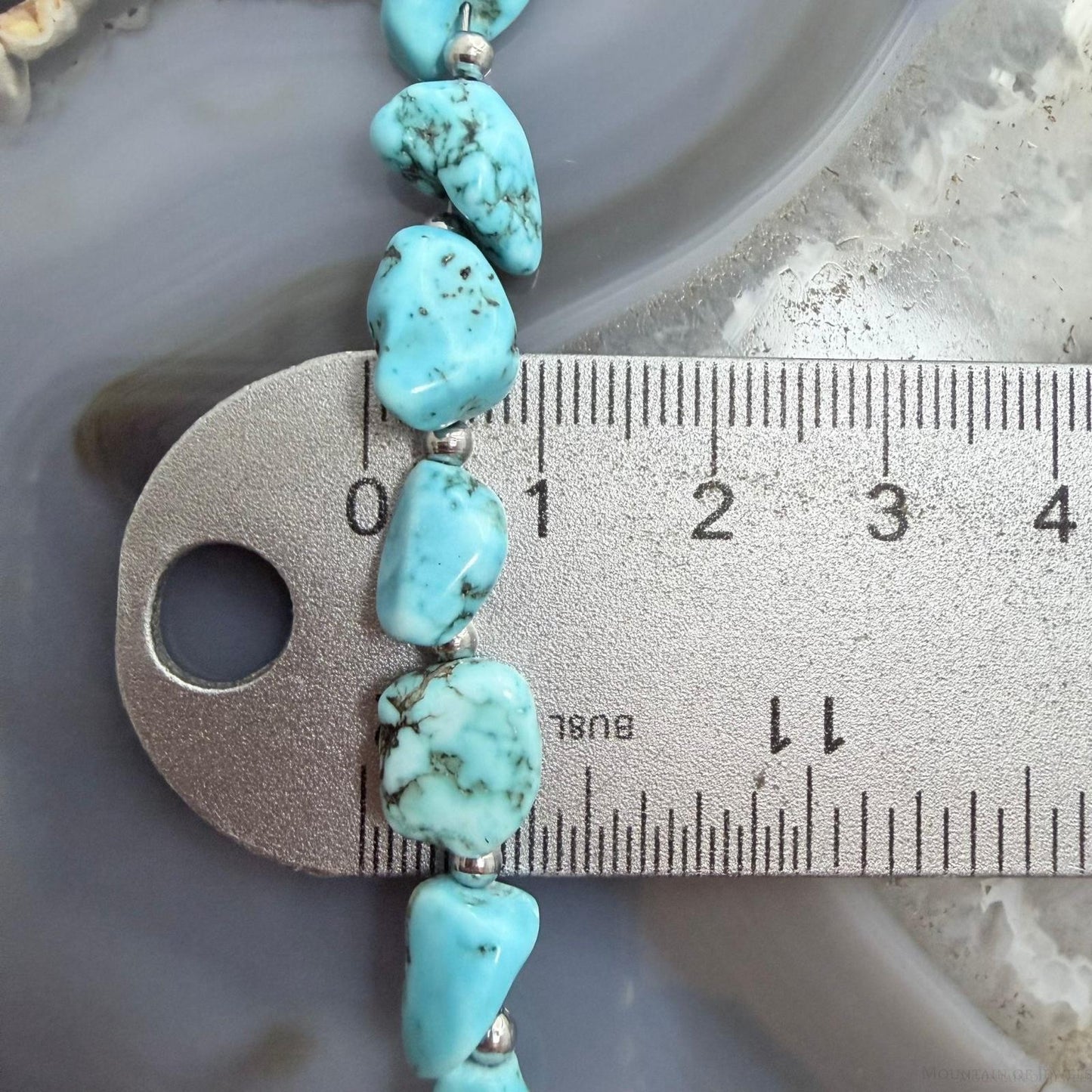 Sterling Silver Southwestern Style Natural Turquoise w/Silver Beads Necklace For Women