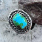 Native American Sterling Silver Sonora Gold Turquoise Ring Size 9.5 For Women