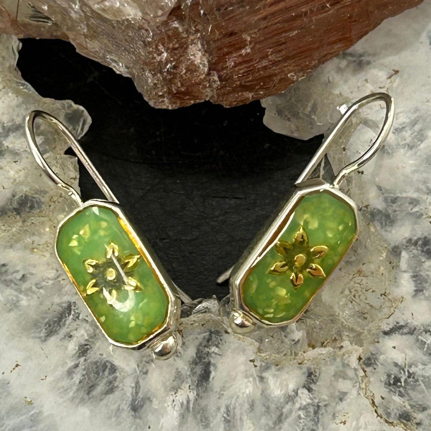 Carolyn Pollack Sterling Silver Green Turquoise Chip Dangle Earrings For Women