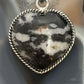 Sterling Silver Southwestern Style White Buffalo Heart Pendant For Women #2