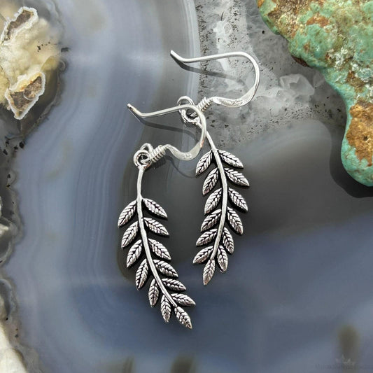 Sterling Silver Leaf Design Fashion Dangle Earrings For Women