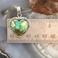 Sterling Silver Southwestern Style Green Turquoise Dahlia Heart Pendant For Women