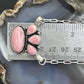 Native American Sterling Silver Teardrop & Oval Pink Conch Pendant W/Necklace For Women