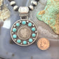 Genuine 1908 90% Silver Barber Head Dime Coin w/Mohave Turquoise Unisex Pendant