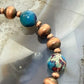 Southwestern Style 4-8mm Copper Navajo Pearl Beads &10mm Jasper Stretch Bracelet For Women