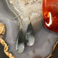 Sterling Silver Elongated Teardrop Moss Agate Slab Dangle Earrings For Women #328