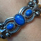 Carolyn Pollack Sterling Silver  Navajo Pearl Bead 3 Denim Lapis Link Bracelet For Women