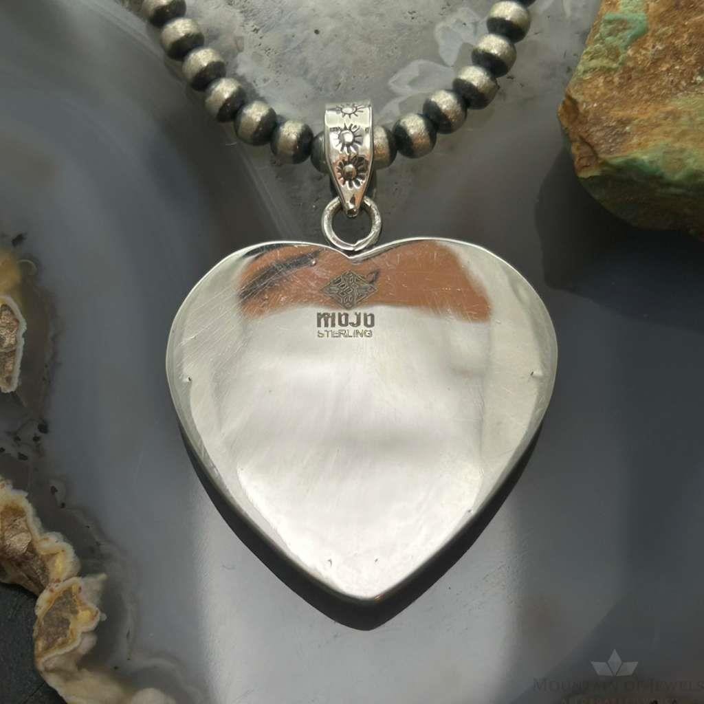 Sterling Silver Southwestern Style Turquoise Spiny Oyster Heart Pendant For Women #1