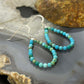Sterling Silver Faceted Variety of Turquoise Shades Beads Hoop Earrings For Women