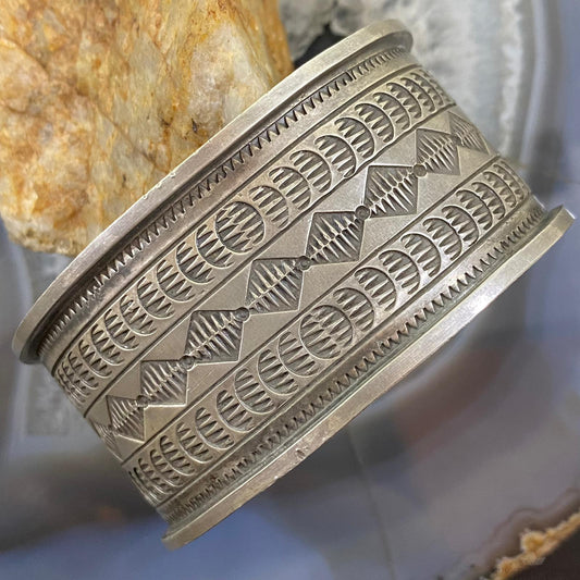 Willie Vintage Native American Sterling Stamped Heavy Gauge Bracelet For Women