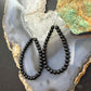 Sterling Silver 4mm Onyx Beads Hoop Dangle Earrings For Women