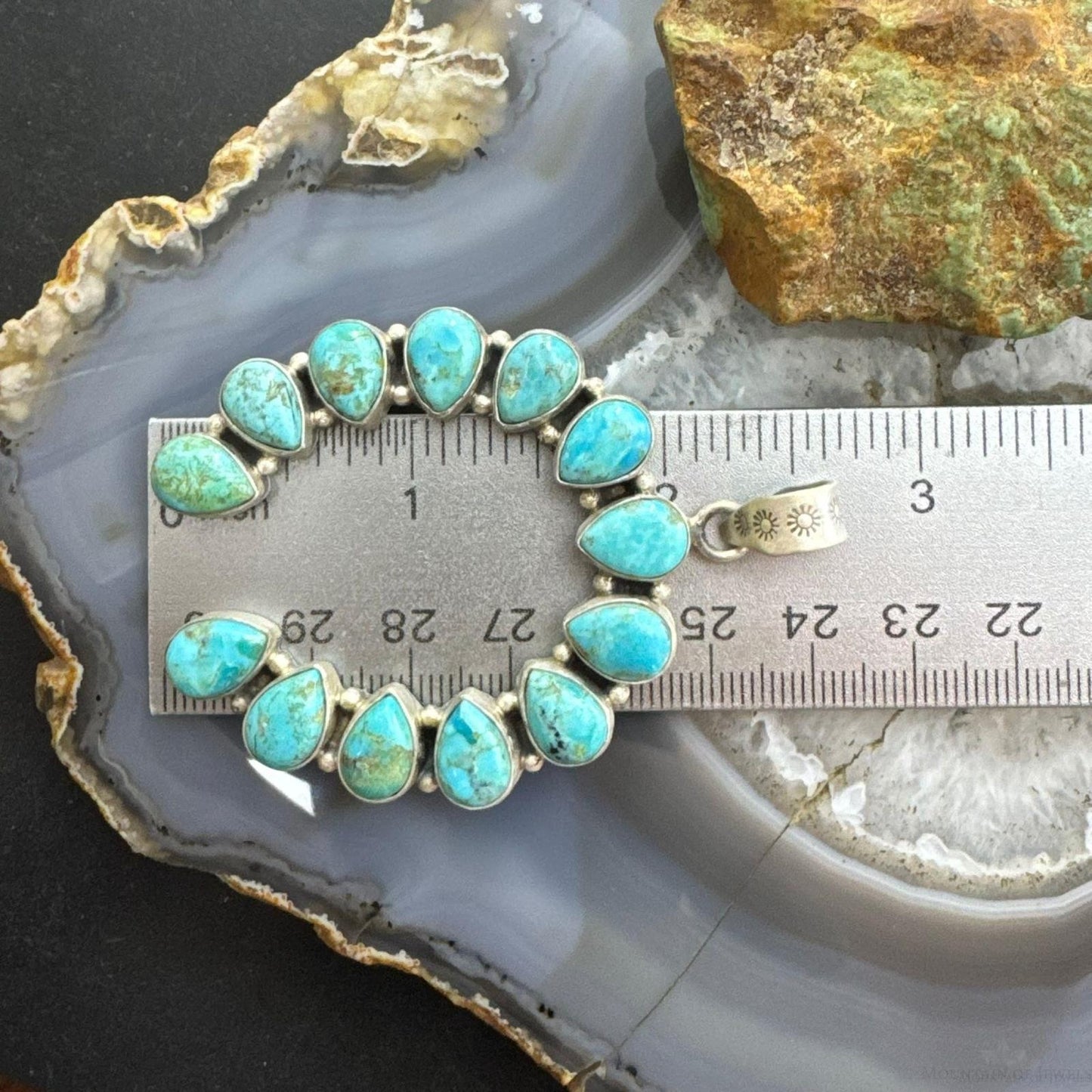 Sterling Silver Southwestern Style Turquoise Decorated Naja Pendant For Women