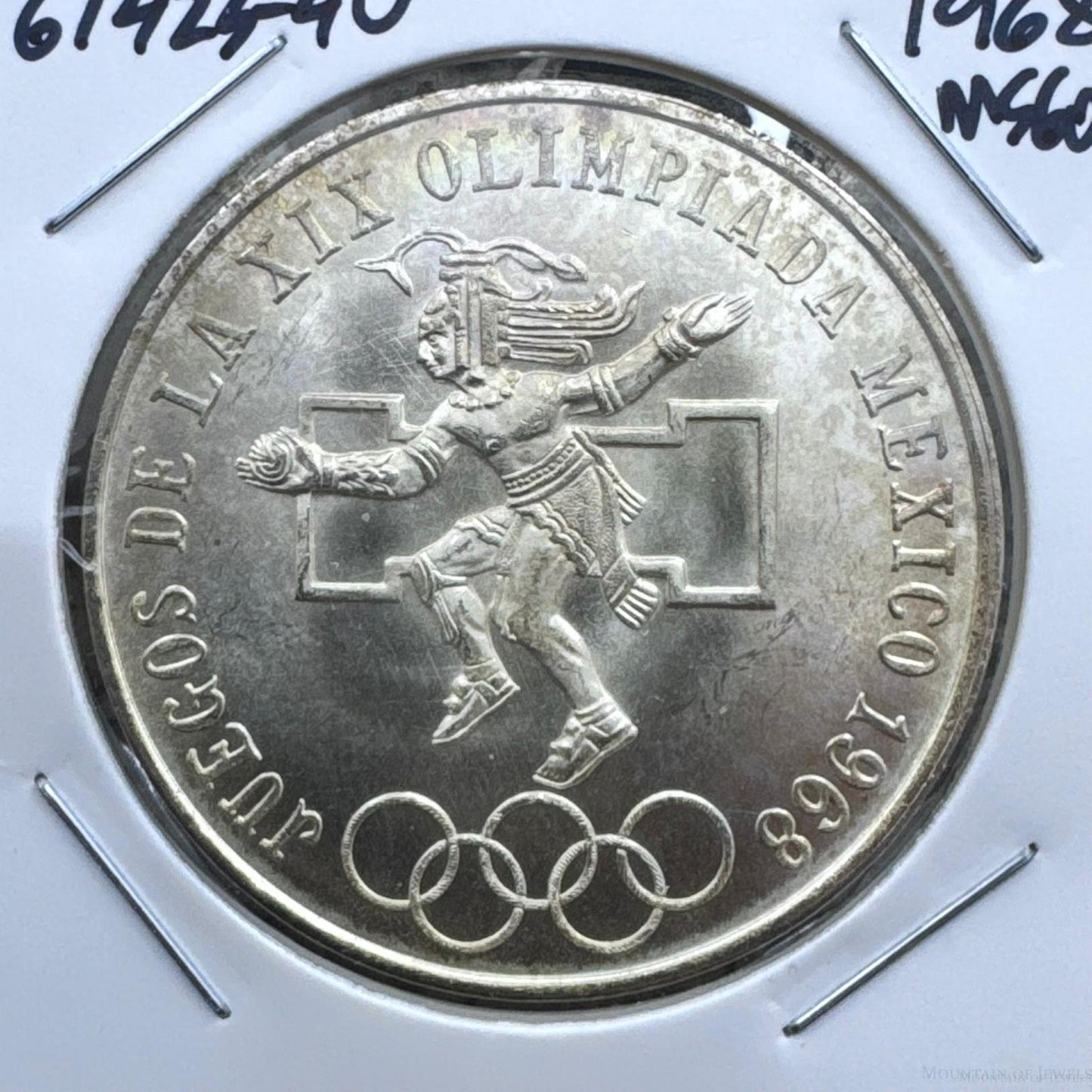 1968 Mexico 72% Silver Olympic Games 25 Pesos #61425-4U