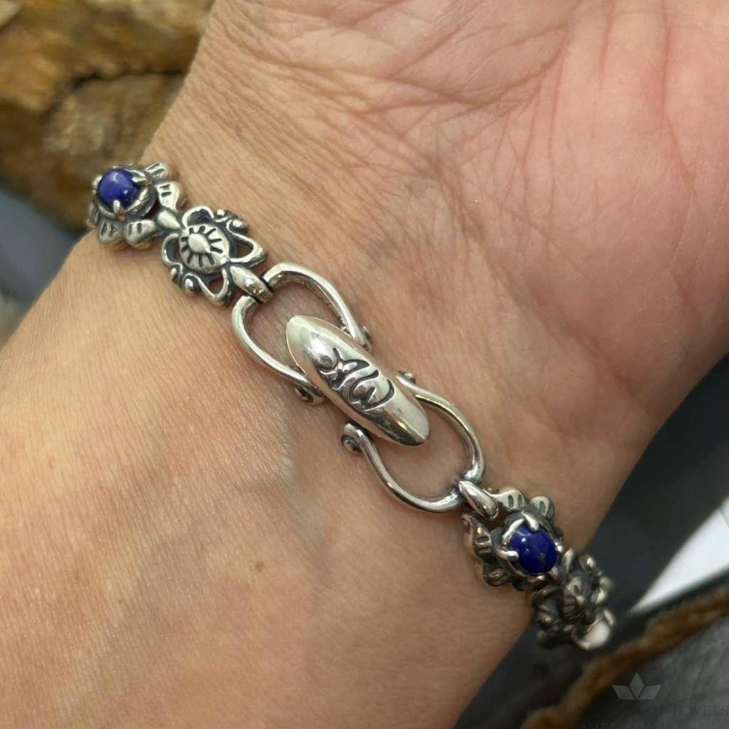 Carolyn Pollack Sterling Oval Lapis, Coral, White Jasper Link Bracelet For Women