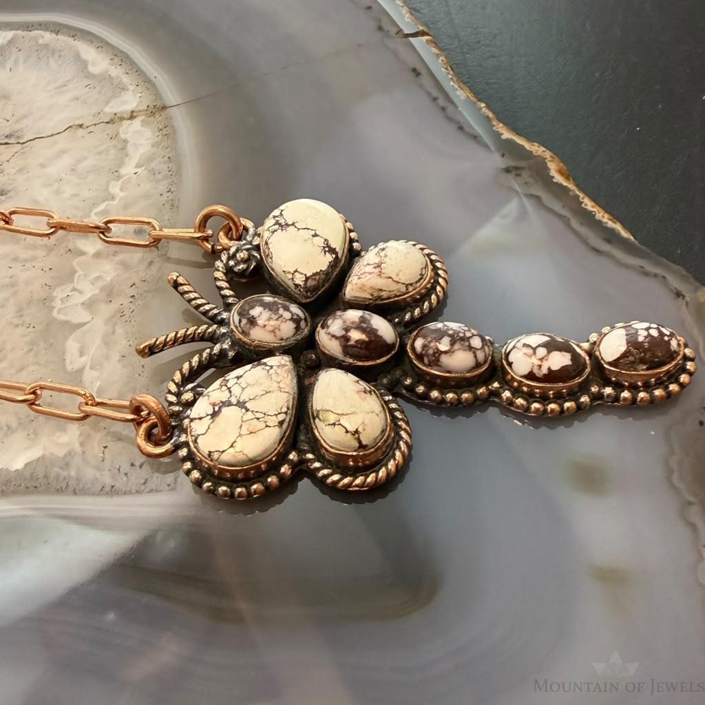 Copper Southwestern Style Wild Horse Dragonfly Pendant Necklace For Women