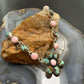Sterling Silver Southwestern Style Turquoise &Pink Conch 20" Cluster Necklace For Women