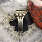 Vintage Native American Silver Rectangle Onyx Decortaed Ring Size 11 For Men