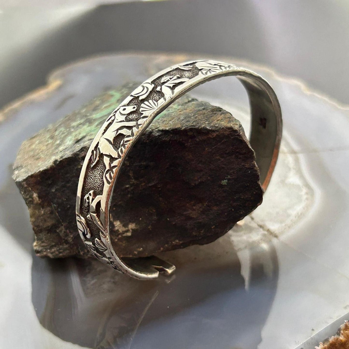 Lloyd Becenti Native American Sterling Silver Horses in The Wild Storyteller Bracelet#1