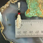 Anthony Gatewood Sterling Silver Onyx & Coral Beads Feather Pendant For Women