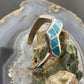 Vintage Native American Silver Turquoise Inlay Heavy Gauge Bracelet For Women