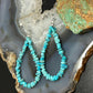 Sterling Silver Blue Natural Turquoise Beads Hoop Earrings For Women