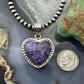 Sterling Silver Southwestern Style Charoite Decorated Heart Pendant For Women #2