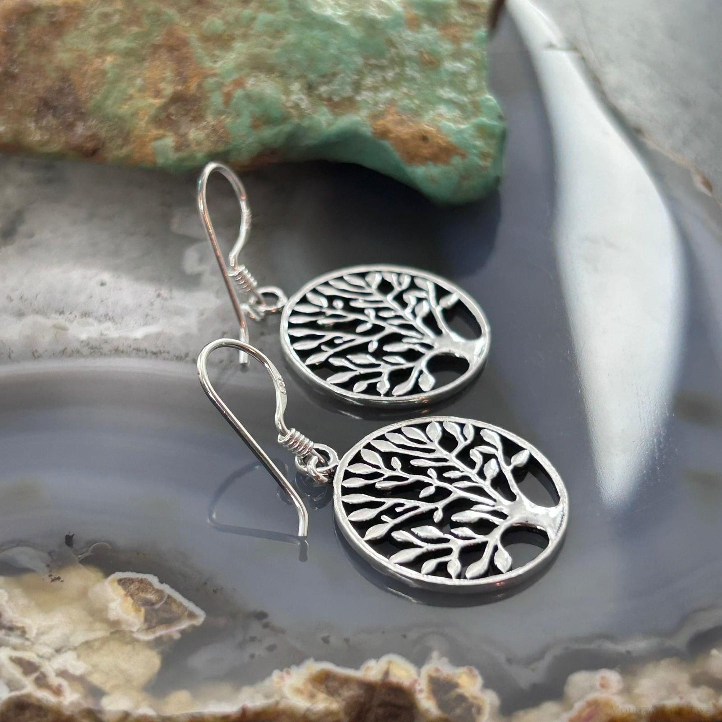 Sterling Silver Tree of Life Dangle Earrings For Women