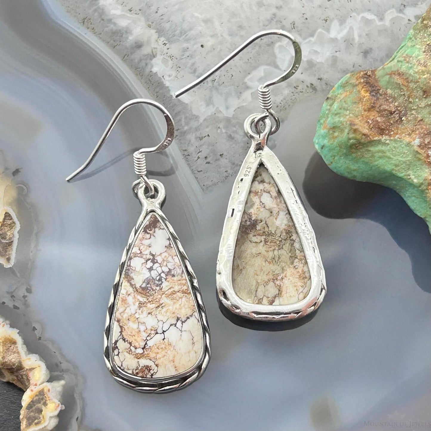 Sterling Silver Southwestern Style Teardrop Wild Horse Dangle Earrings For Women